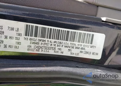 2013 Dodge Durango Crew z USA, uszkodzony, nr VIN 1C4SDHDT5DC637535